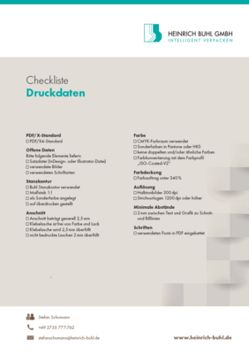Checkliste Druckdatenanlieferung